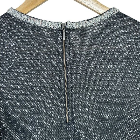 Cabi Sweater Top Short Sleeve Women Size XS Dark Gray Black Zipper Back Tweed - Picture 7 of 11